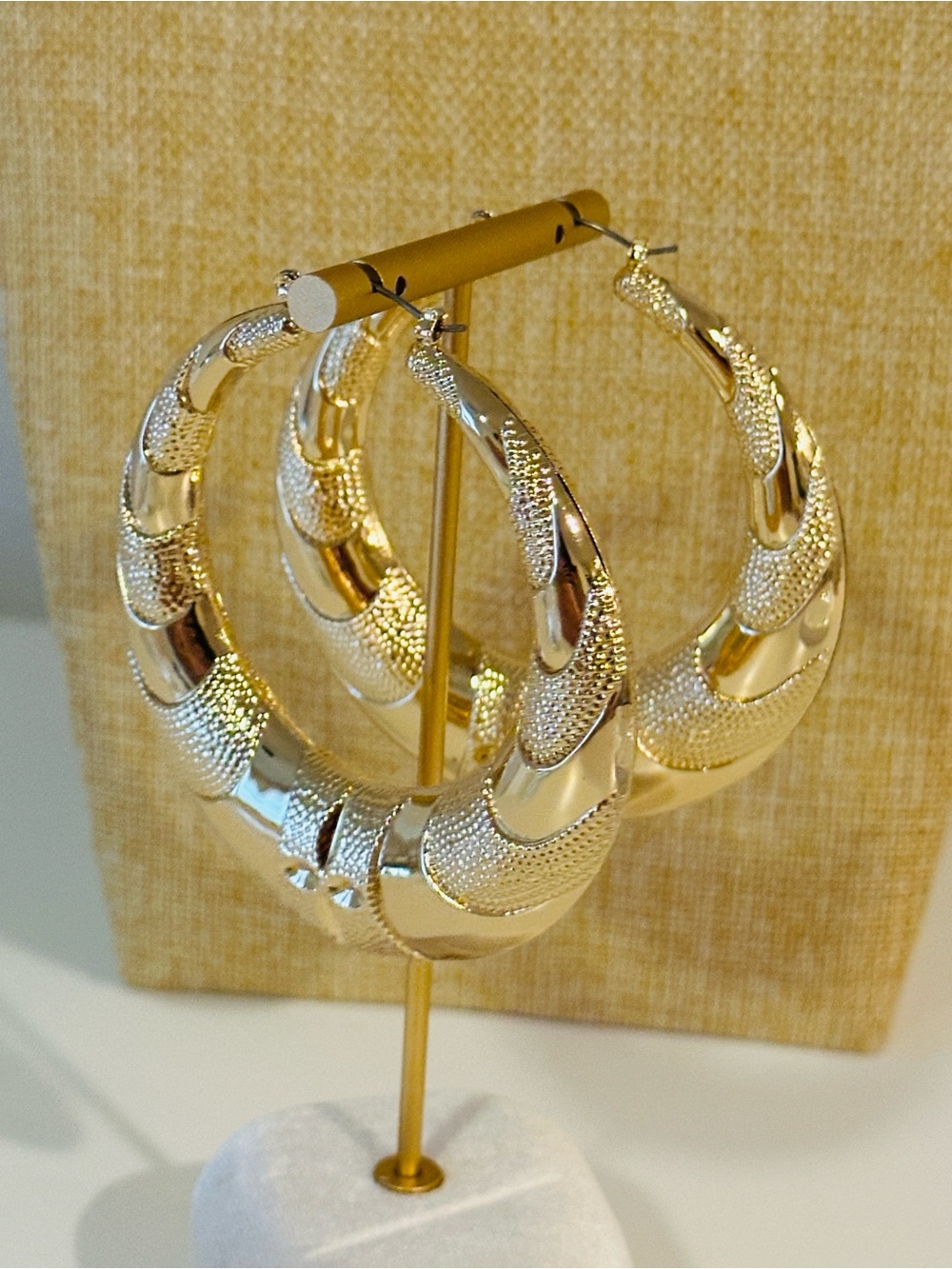 Fashion Jewelry Shimmering Gold Hoop Earrings
